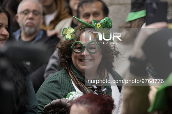 Madrid celebrates St Patrick?s day with a massive parade composed of 300 pipers on 18th March, 2023. 