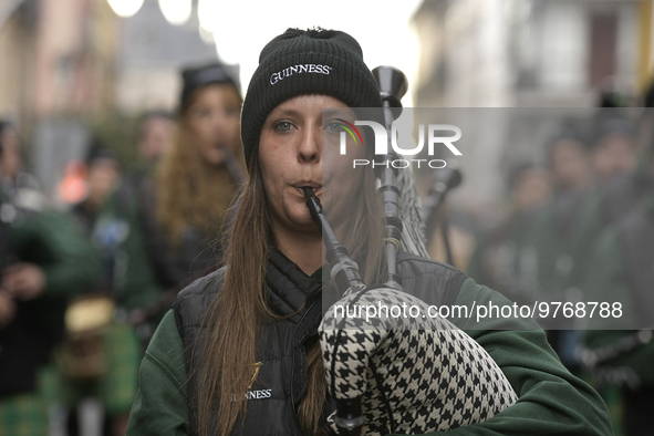 Madrid celebrates St Patrick?s day with a massive parade composed of 300 pipers on 18th March, 2023. 