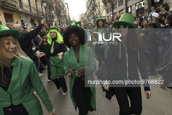 Madrid celebrates St Patrick?s day with a massive parade composed of 300 pipers on 18th March, 2023. 