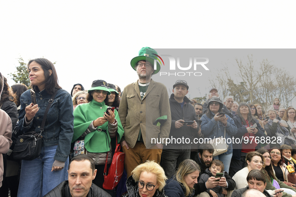 Madrid celebrates St Patrick?s day with a massive parade composed of 300 pipers on 18th March, 2023. 