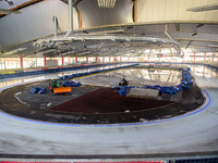 Overall view of the Ice Speedway track during the Ice Speedway Gladiators World Championship Final 1 at Max-Aicher-Arena, Inzell, Germany on...