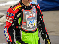 Johann Weber (16) on the pre meeting parade during the Ice Speedway Gladiators World Championship Final 1 at Max-Aicher-Arena, Inzell, Germa...
