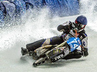 Mats Jarf (74) in action during the Ice Speedway Gladiators World Championship Final 1 at Max-Aicher-Arena, Inzell, Germany on Saturday 18th...