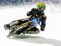 Martin Haarahiltunen (199) in action during the Ice Speedway Gladiators World Championship Final 1 at Max-Aicher-Arena, Inzell, Germany on S...