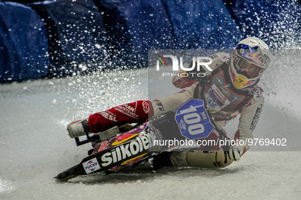 Franz Zorn (100) in action during the Ice Speedway Gladiators World Championship Final 1 at Max-Aicher-Arena, Inzell, Germany on Saturday 18...