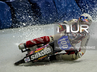 Franz Zorn (100) in action during the Ice Speedway Gladiators World Championship Final 1 at Max-Aicher-Arena, Inzell, Germany on Saturday 18...