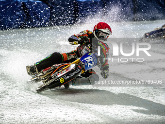 Markus Jell (82) in action during the Ice Speedway Gladiators World Championship Final 1 at Max-Aicher-Arena, Inzell, Germany on Saturday 18...