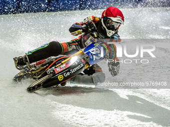 Markus Jell (82) in action during the Ice Speedway Gladiators World Championship Final 1 at Max-Aicher-Arena, Inzell, Germany on Saturday 18...