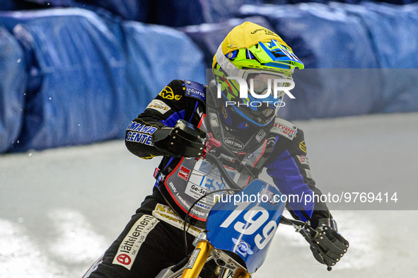 Martin Haarahiltunen (199) after the heat during the Ice Speedway Gladiators World Championship Final 1 at Max-Aicher-Arena, Inzell, Germany...