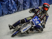 Max Koivula (24) in action during the Ice Speedway Gladiators World Championship Final 1 at Max-Aicher-Arena, Inzell, Germany on Saturday 18...