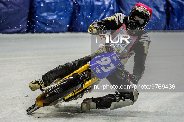 Franz Mayerbuchler (93) in action during the Ice Speedway Gladiators World Championship Final 1 at Max-Aicher-Arena, Inzell, Germany on Satu...