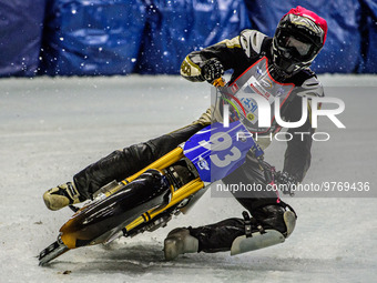 Franz Mayerbuchler (93) in action during the Ice Speedway Gladiators World Championship Final 1 at Max-Aicher-Arena, Inzell, Germany on Satu...