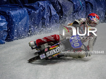 Franz Zorn (100) in action during the Ice Speedway Gladiators World Championship Final 1 at Max-Aicher-Arena, Inzell, Germany on Saturday 18...