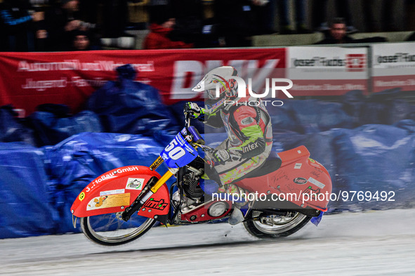 Harald Simon (50) in the grand final during the Ice Speedway Gladiators World Championship Final 1 at Max-Aicher-Arena, Inzell, Germany on S...