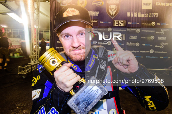 Martin Haarahiltinen winner of Final 1 during the Ice Speedway Gladiators World Championship Final 1 at Max-Aicher-Arena, Inzell, Germany on...