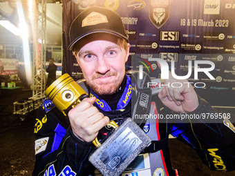 Martin Haarahiltinen winner of Final 1 during the Ice Speedway Gladiators World Championship Final 1 at Max-Aicher-Arena, Inzell, Germany on...