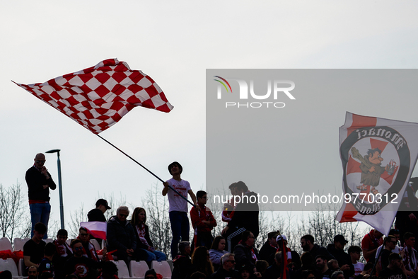 Team of AC Monza fans during AC Monza against US Cremonese, Serie A, at U-Power Stadium in Monza on March, 18th 2023. 