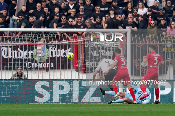 Daniel Ciofani (#9 Cremonese) score goal during AC Monza against US Cremonese, Serie A, at U-Power Stadium in Monza on March, 18th 2023. 