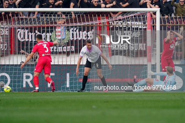 Daniel Ciofani (#9 Cremonese) score goal during AC Monza against US Cremonese, Serie A, at U-Power Stadium in Monza on March, 18th 2023. 