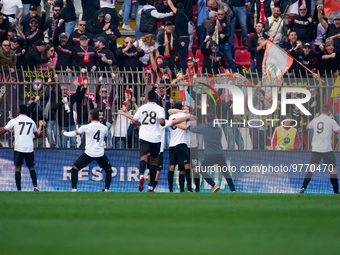 Daniel Ciofani (#9 Cremonese) goal celebrate during AC Monza against US Cremonese, Serie A, at U-Power Stadium in Monza on March, 18th 2023....