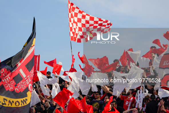 Team of AC Monza supporters during AC Monza against US Cremonese, Serie A, at U-Power Stadium in Monza on March, 18th 2023. 