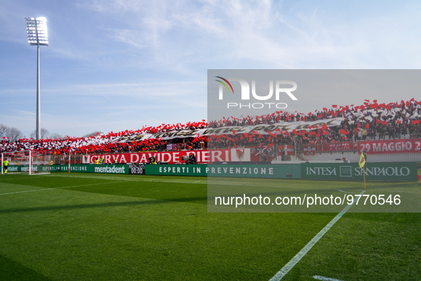 Team of AC Monza fans during AC Monza against US Cremonese, Serie A, at U-Power Stadium in Monza on March, 18th 2023. 