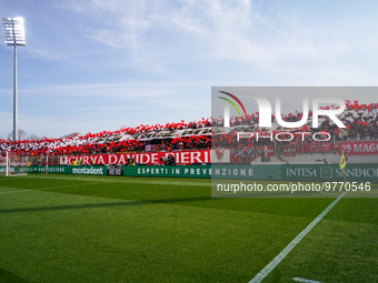 Team of AC Monza fans during AC Monza against US Cremonese, Serie A, at U-Power Stadium in Monza on March, 18th 2023. (