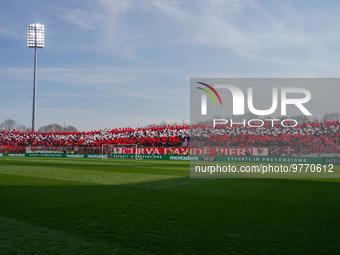 Team of AC Monza fans during AC Monza against US Cremonese, Serie A, at U-Power Stadium in Monza on March, 18th 2023. (