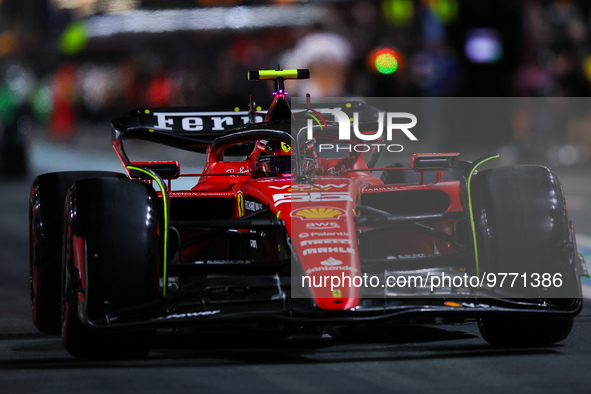 55 SAINZ Carlos (spa), Scuderia Ferrari SF-23, action during the Formula 1 STC Saudi Arabian Grand Prix 2023, 2nd round of the 2023 Formula...