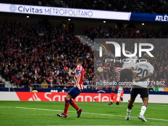 Thomas Lemar scoring a goal during La Liga match between Atletico de Madrid and Valencia CF at Civitas Metropolitano on March 18, 2023 in Ma...