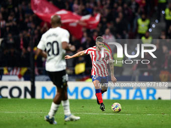 Mario Hermoso during La Liga match between Atletico de Madrid and Valencia CF at Civitas Metropolitano on March 18, 2023 in Madrid, Spain. (