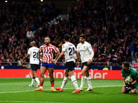 Memphis Depay and Giorgi Mamardashvili during La Liga match between Atletico de Madrid and Valencia CF at Civitas Metropolitano on March 18,...