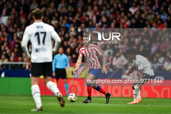 Mario Hermoso during La Liga match between Atletico de Madrid and Valencia CF at Civitas Metropolitano on March 18, 2023 in Madrid, Spain. 