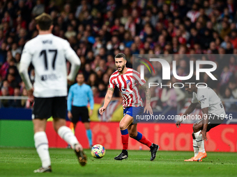 Mario Hermoso during La Liga match between Atletico de Madrid and Valencia CF at Civitas Metropolitano on March 18, 2023 in Madrid, Spain. (