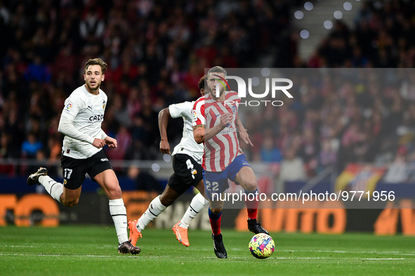 Mario Hermoso during La Liga match between Atletico de Madrid and Valencia CF at Civitas Metropolitano on March 18, 2023 in Madrid, Spain. 