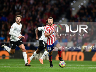 Mario Hermoso during La Liga match between Atletico de Madrid and Valencia CF at Civitas Metropolitano on March 18, 2023 in Madrid, Spain. (