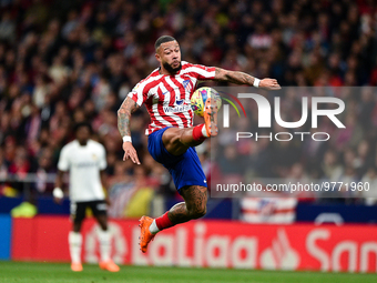 Memphis Depay during La Liga match between Atletico de Madrid and Valencia CF at Civitas Metropolitano on March 18, 2023 in Madrid, Spain. (