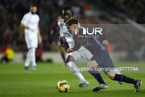 Gavi central midfield of Barcelona and Spain in action during the La Liga Santander match between FC Barcelona and Real Madrid CF at Spotify...