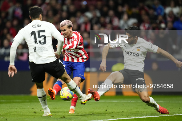 Antoine Griezmann second striker of Atletico de Madrid and France shooting to goal during the La Liga Santander match between Atletico de Ma...