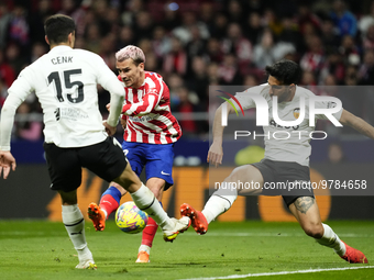 Antoine Griezmann second striker of Atletico de Madrid and France shooting to goal during the La Liga Santander match between Atletico de Ma...