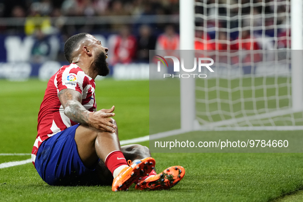 Memphis Depay centre-forward of Atletico de Madrid and Netherlands lament a failed occasion during the La Liga Santander match between Atlet...