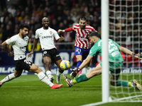 Yannick Carrasco left winger of Atletico de Madrid and Belgium shooting to goal during the La Liga Santander match between Atletico de Madri...