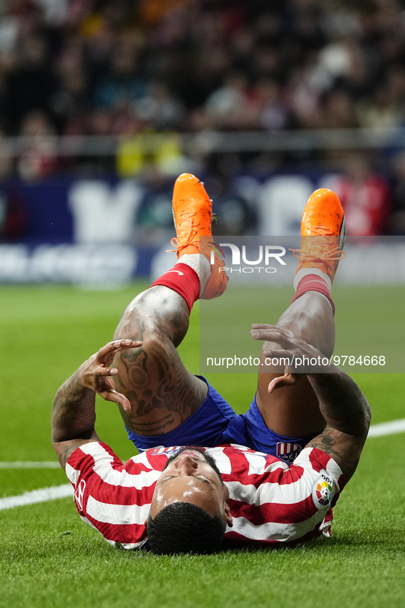 Memphis Depay centre-forward of Atletico de Madrid and Netherlands lament a failed occasion during the La Liga Santander match between Atlet...