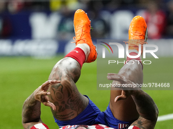 Memphis Depay centre-forward of Atletico de Madrid and Netherlands lament a failed occasion during the La Liga Santander match between Atlet...