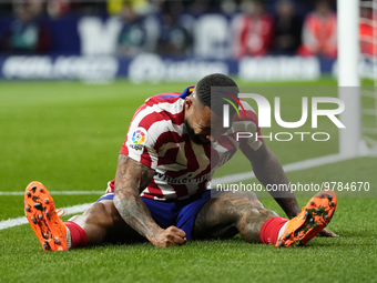 Memphis Depay centre-forward of Atletico de Madrid and Netherlands lament a failed occasion during the La Liga Santander match between Atlet...