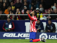 Thomas Lemar attacking midfield of Atletico de Madrid and France celebrates after scoring his sides first goal during the La Liga Santander...