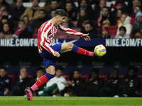 Alvaro Morata centre-forward of Atletico de Madrid and Spain controls the ball during the La Liga Santander match between Atletico de Madrid...