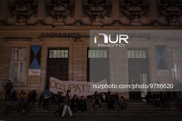 Students forced the door of the faculty of Bordeaux Victoire this Tuesday evening March 21 and began an occupation, in Bordeaux, France, on...