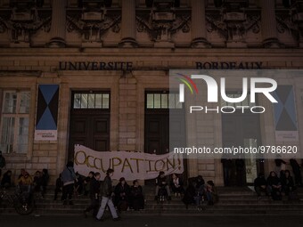 Students forced the door of the faculty of Bordeaux Victoire this Tuesday evening March 21 and began an occupation, in Bordeaux, France, on...