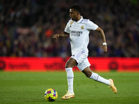 Rodrygo Goes right winger of Real Madrid and Brazil in action during the La Liga Santander match between FC Barcelona and Real Madrid CF at...